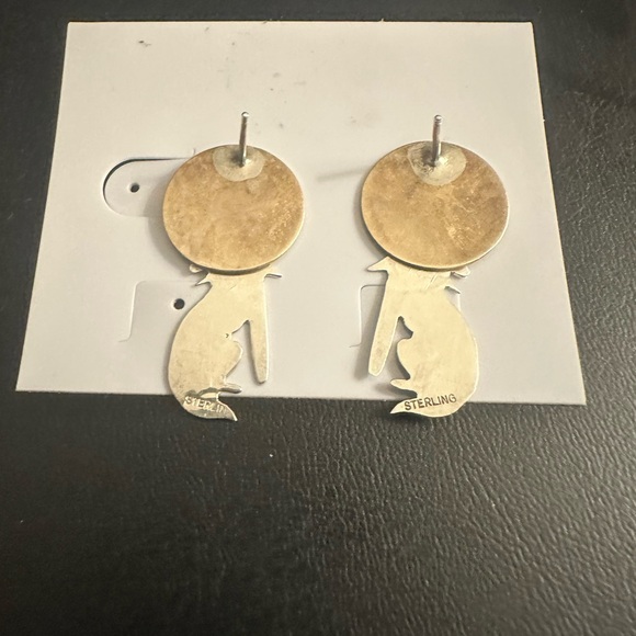 Vintage Sterling Wolf/Moon Earrings - Picture 5 of 5